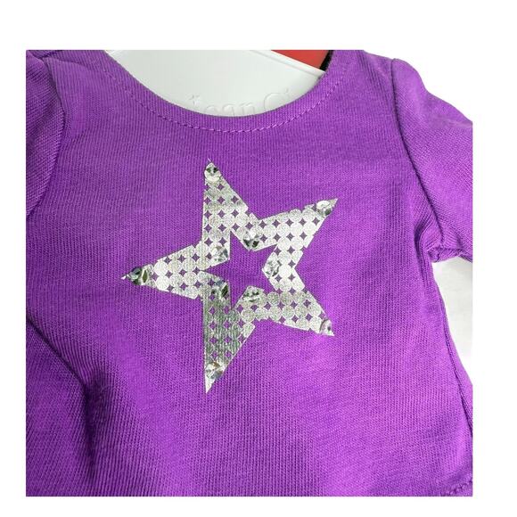American Girl STAR TEE T Shirt Purple Silver Doll Top Rhinestones Studded Hanger - Picture 2 of 6